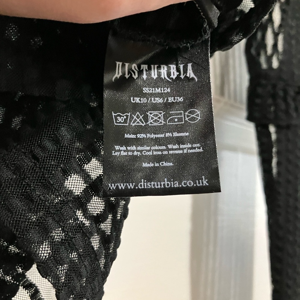 Disturbia Mourning Ruffle Top NWOT Black Sheer Stripe Long-Sleeve S - Picture 3 of 5